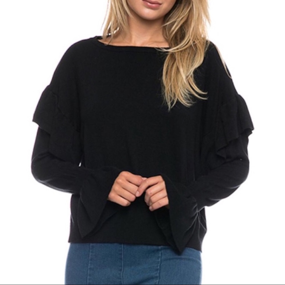 Love Tree sweater with ruffles and bell sleeves